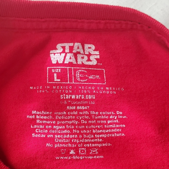 Star Wars The Force Awakens  Red Size Large 100% Cotton - Picture 4 of 6